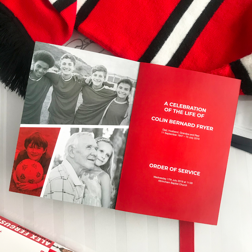 Football Funeral Order of Service, Manchester United funeral order of service, Liverpool funeral order of service, Sunderland funeral order of service, Chelsea funeral order of service
